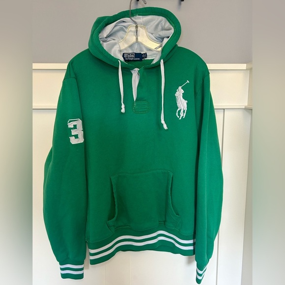 Vintage Polo Ralph Lauren big pony button neck hoodie - Picture 1 of 12